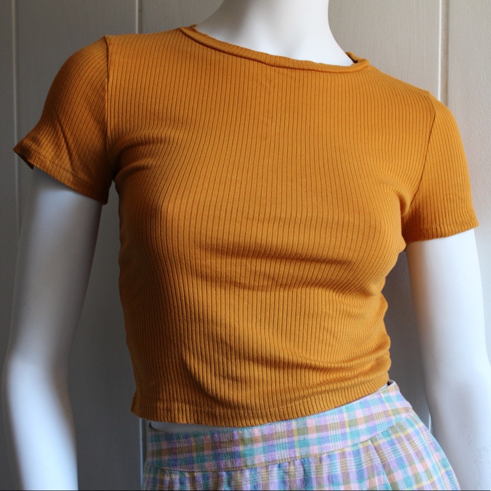 NWOT Divided by H&M Golden Yellow Robbed Crop Top